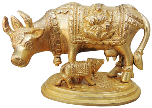 Brass Cow With Base Statue 0.8Kg